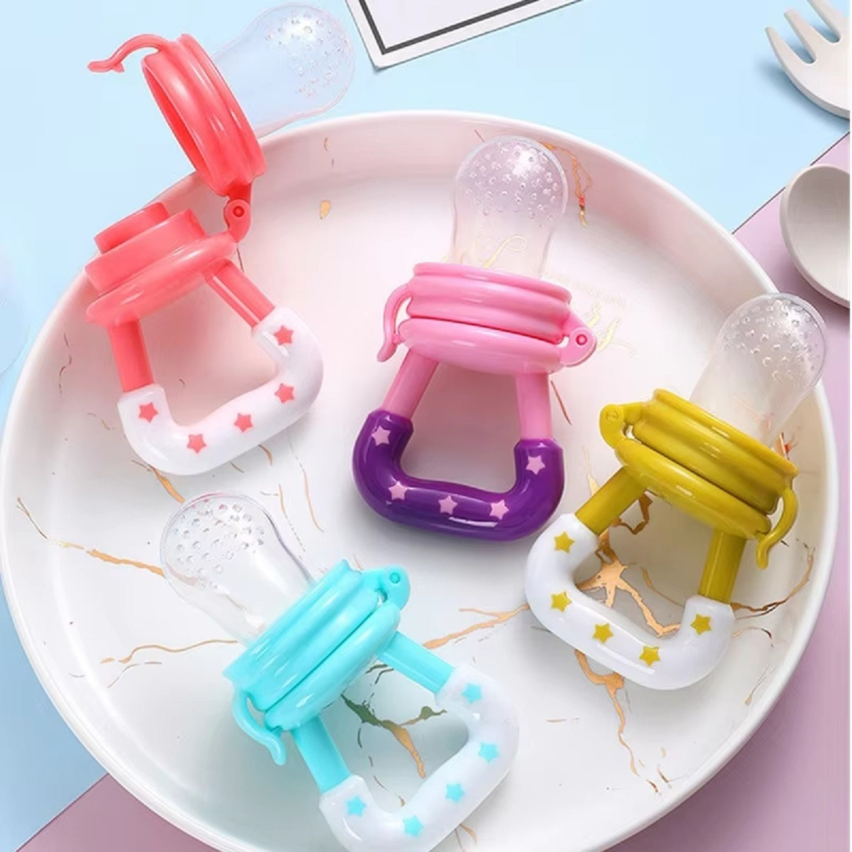 SET 8 CHUPETES ALIMENTADRO FRUTAS VEGETAL DIVERTIDO BEBE LAU MULTICOLOR - 7