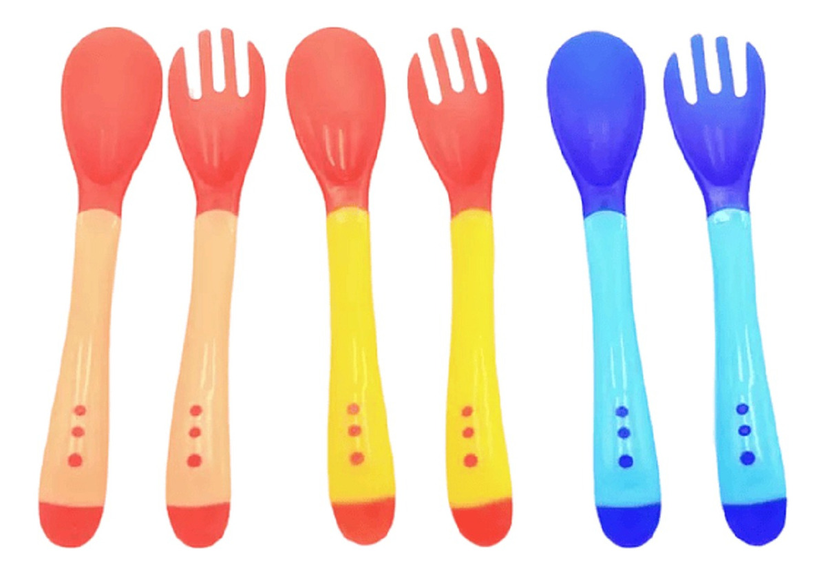 SET 10 CUCHARAS + TENEDOR MULTICOLOR SENSOR TEMPERATURA BEBE COCINA LAU - 3
