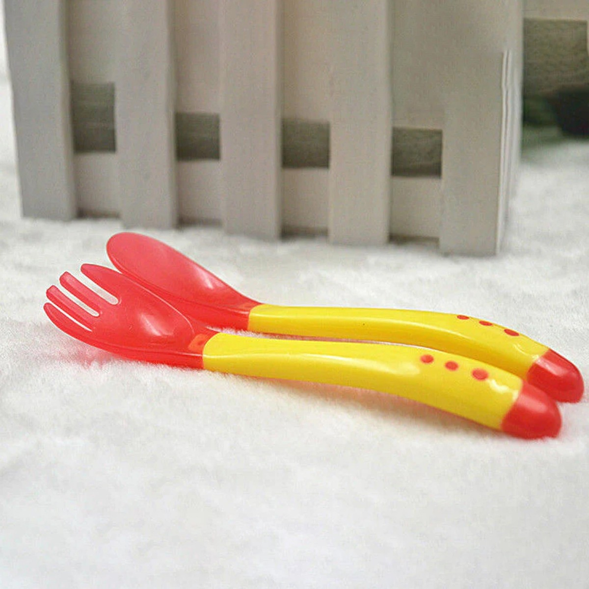 SET 10 CUCHARAS + TENEDOR MULTICOLOR SENSOR TEMPERATURA BEBE COCINA LAU - 8