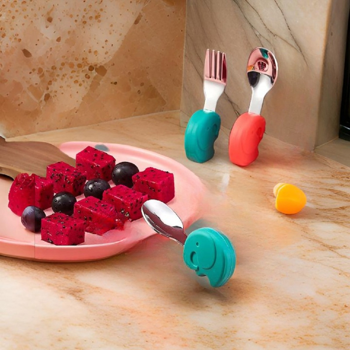 SET 3 CUBIERTO + CUCHARA ENTRENAMIENTO COMIDA BEBES LAU - 10