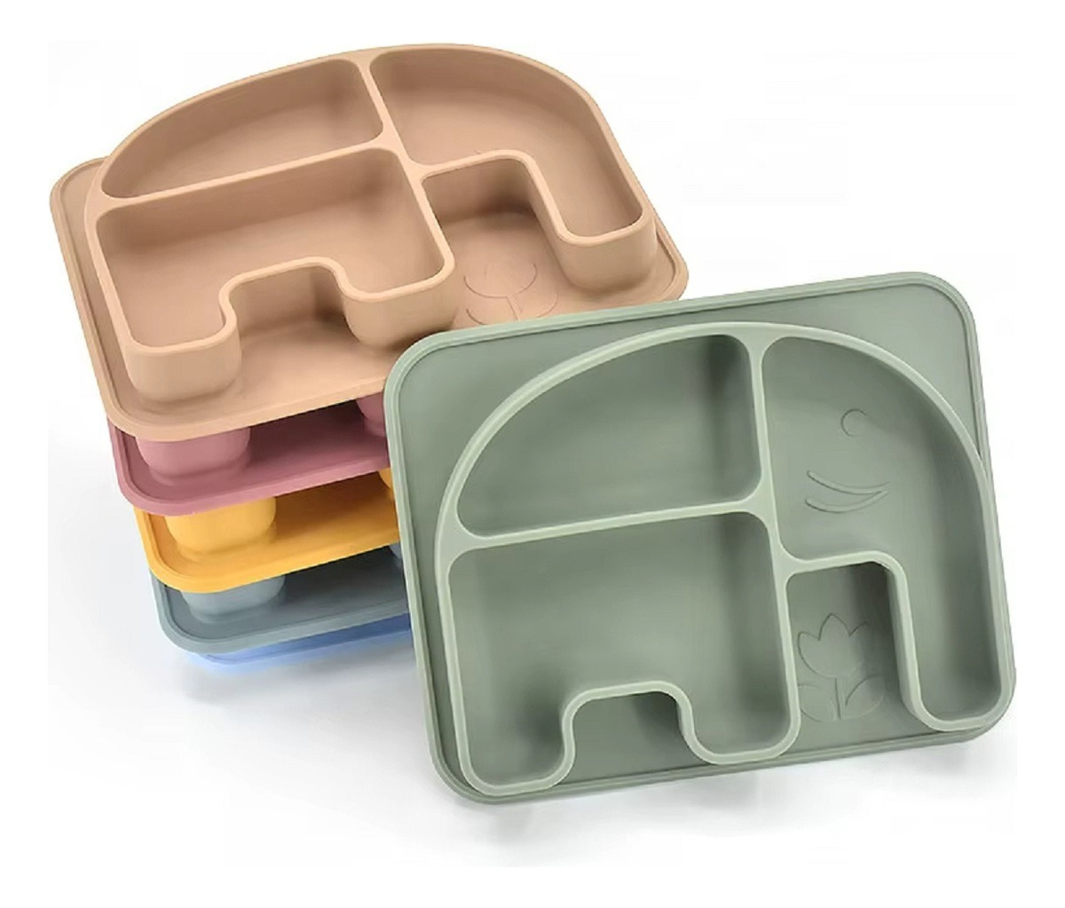 SET 2 PLATOS DISEÑO ELEFANTE SILICONA ANTIDESLIZANTE LAU - 2