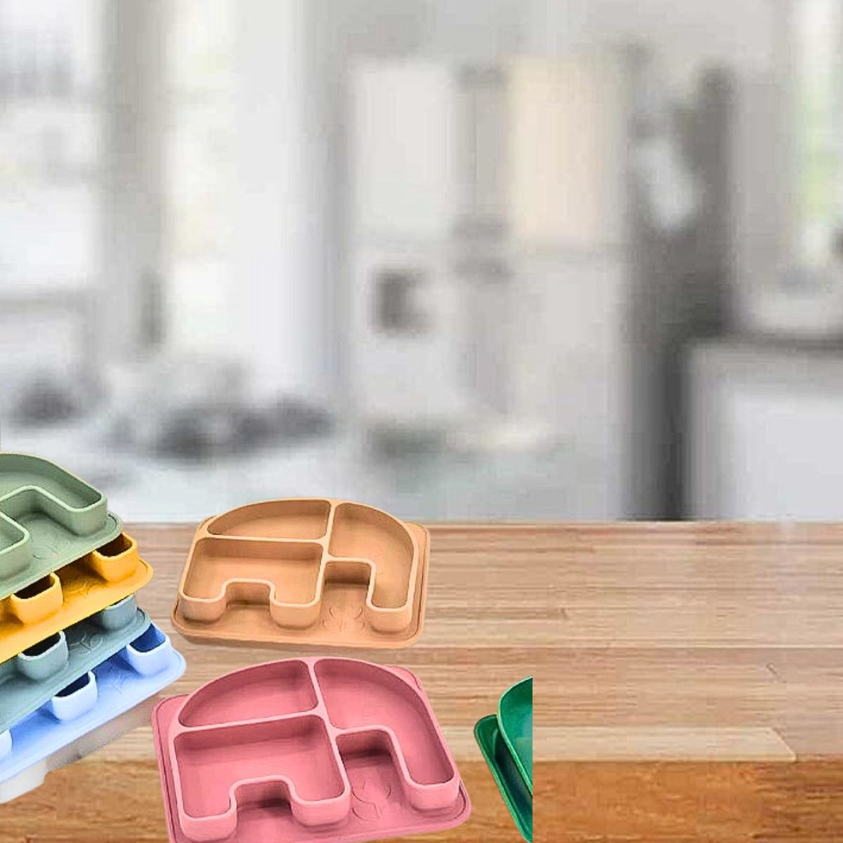 SET 2 PLATOS DISEÑO ELEFANTE SILICONA ANTIDESLIZANTE LAU - 6