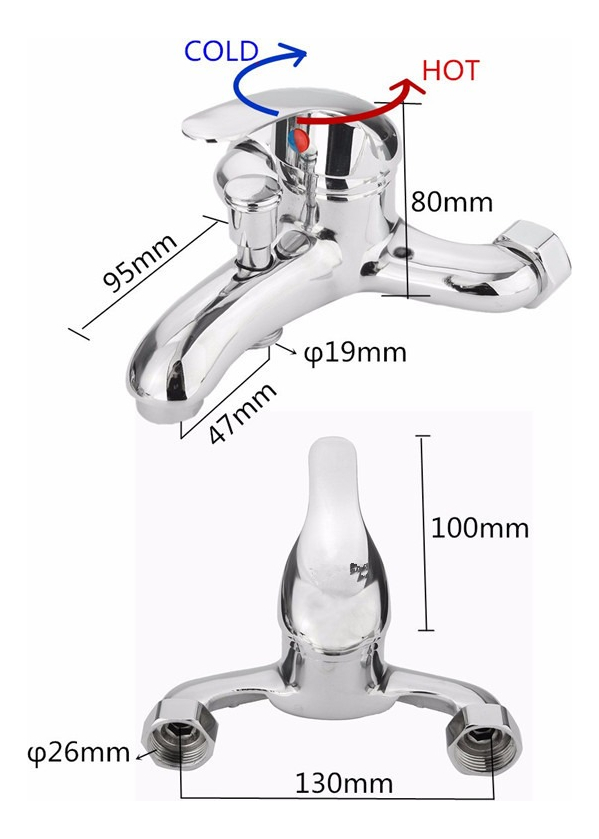 GRIFO LAVABO MEZCLADOR AGUA FRIA CALIENTE DUCHA BAÑO LAU - 2