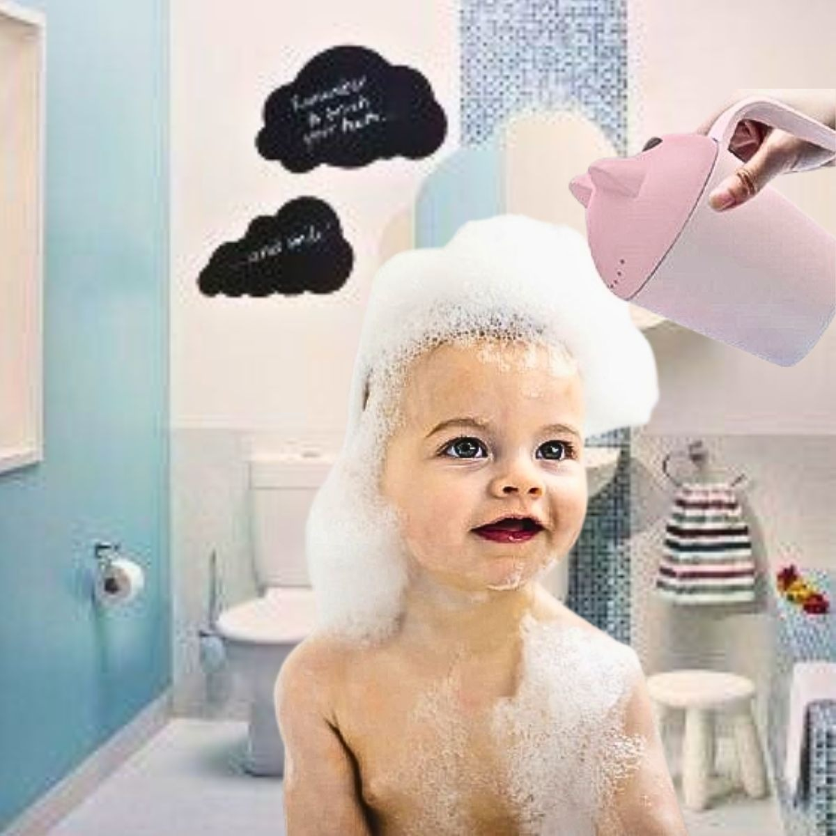 SET 5 JARRO REGADERA ENJUAGUE BAÑO BEBES NIÑOS LAU - 5