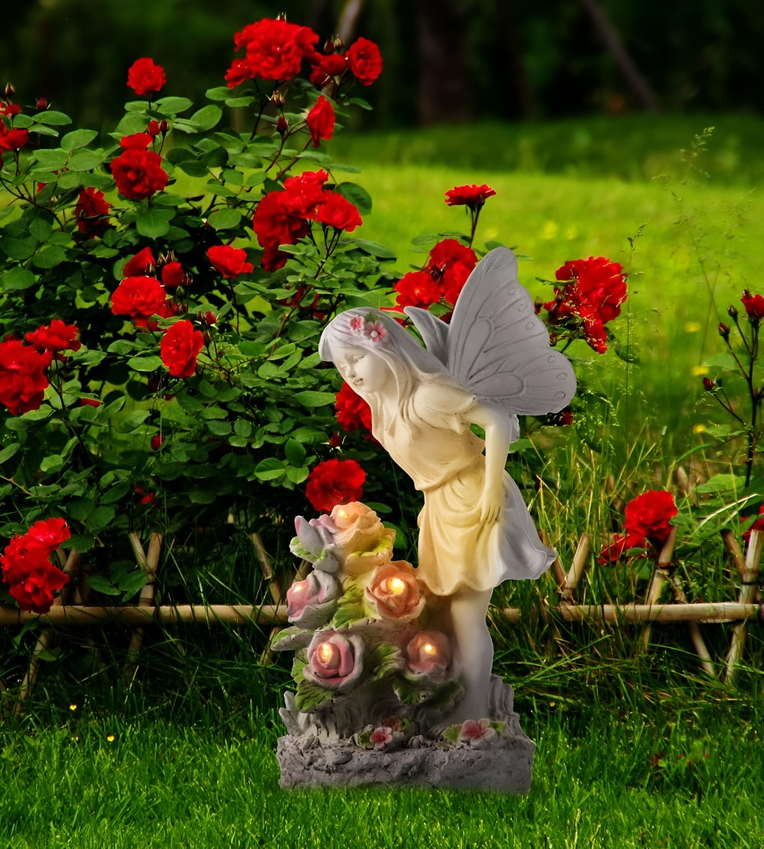 ESTATUA FIGURA ÁNGEL JARDÍN ESCULTURA DECORACIÓN LED JHN - 3
