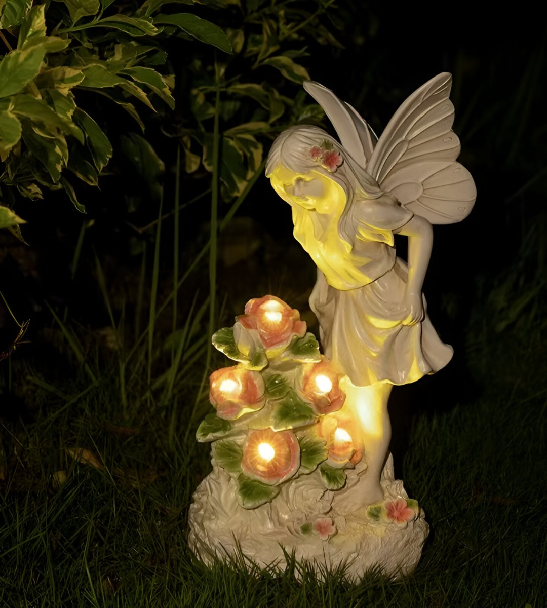 ESTATUA FIGURA ÁNGEL JARDÍN ESCULTURA DECORACIÓN LED JHN - 6