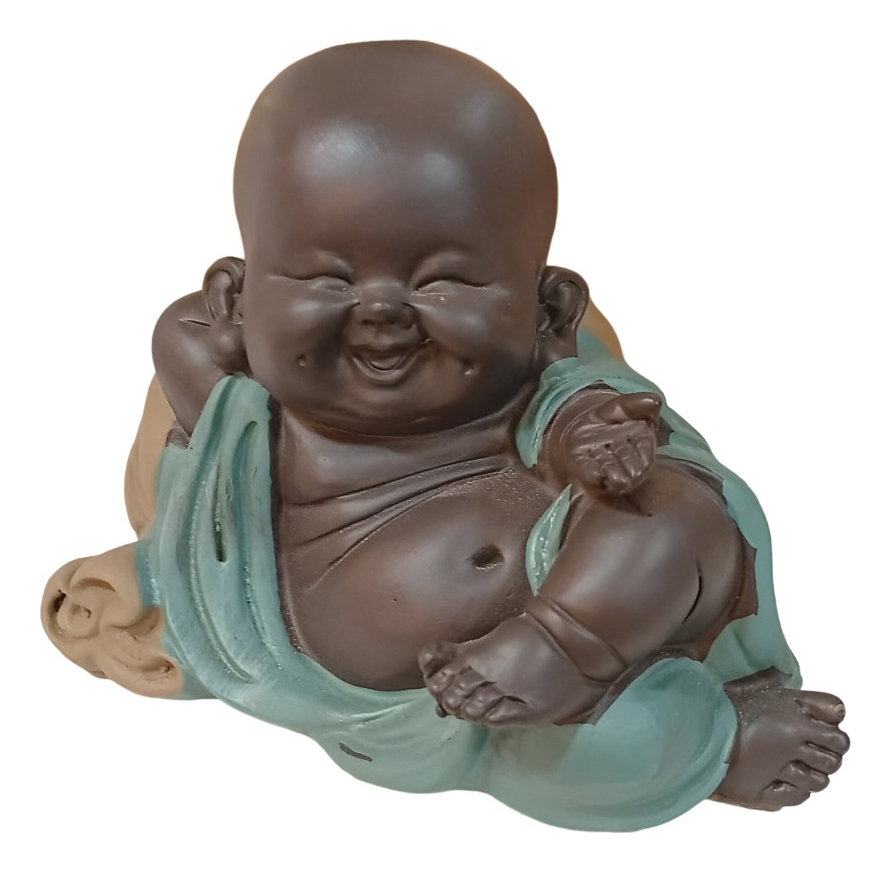 SET 2 ESTATUA BUDA SONRIENTE MONJE ADORNO DECORACIÓN JHN - 1