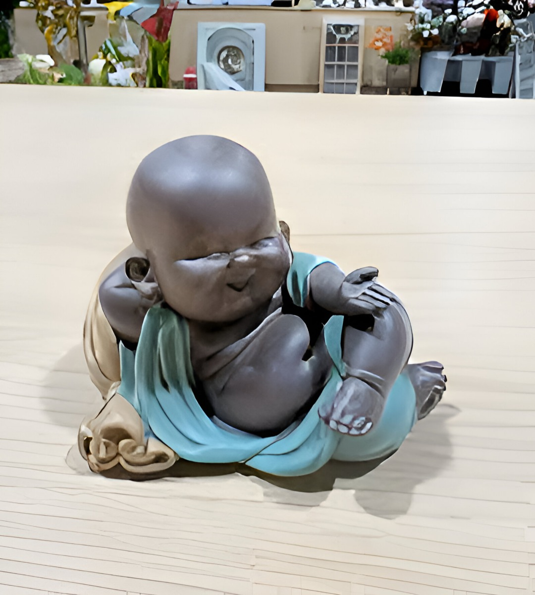 SET 2 ESTATUA BUDA SONRIENTE MONJE ADORNO DECORACIÓN JHN - 5