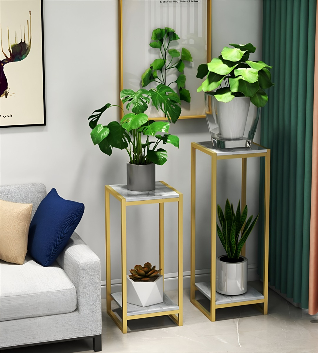 PORTA MACETA SOPORTE PLANTAS 2 NIVELES EXHIBICIÓN 100CM JHN - 8