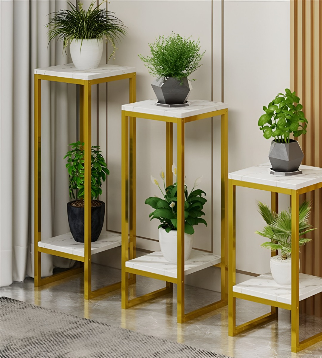 PORTA MACETA SOPORTE PLANTAS 2 NIVELES EXHIBICIÓN 100CM JHN - 9