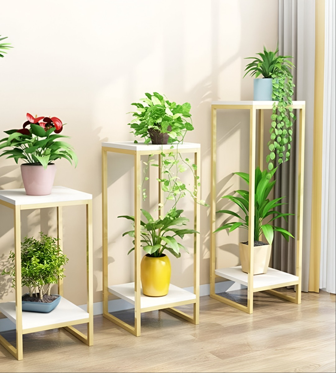 PORTA MACETA SOPORTE PLANTAS 2 NIVELES EXHIBICIÓN 100CM JHN - 10