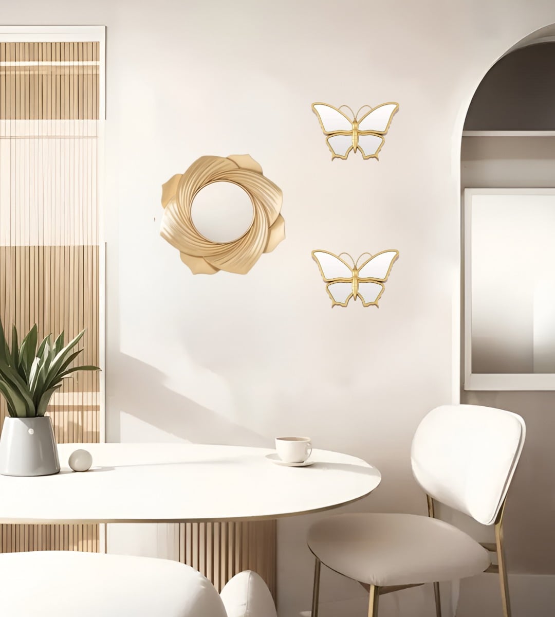 SET DE 3 ESPEJOS MARIPOSA DECORATIVOS DORADOS JHN - 3
