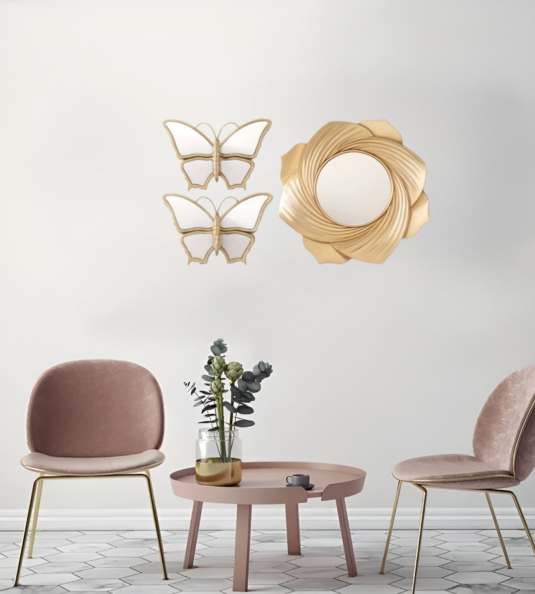 SET DE 3 ESPEJOS MARIPOSA DECORATIVOS DORADOS JHN - 4