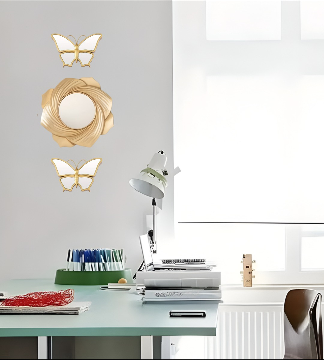 SET DE 3 ESPEJOS MARIPOSA DECORATIVOS DORADOS JHN - 8
