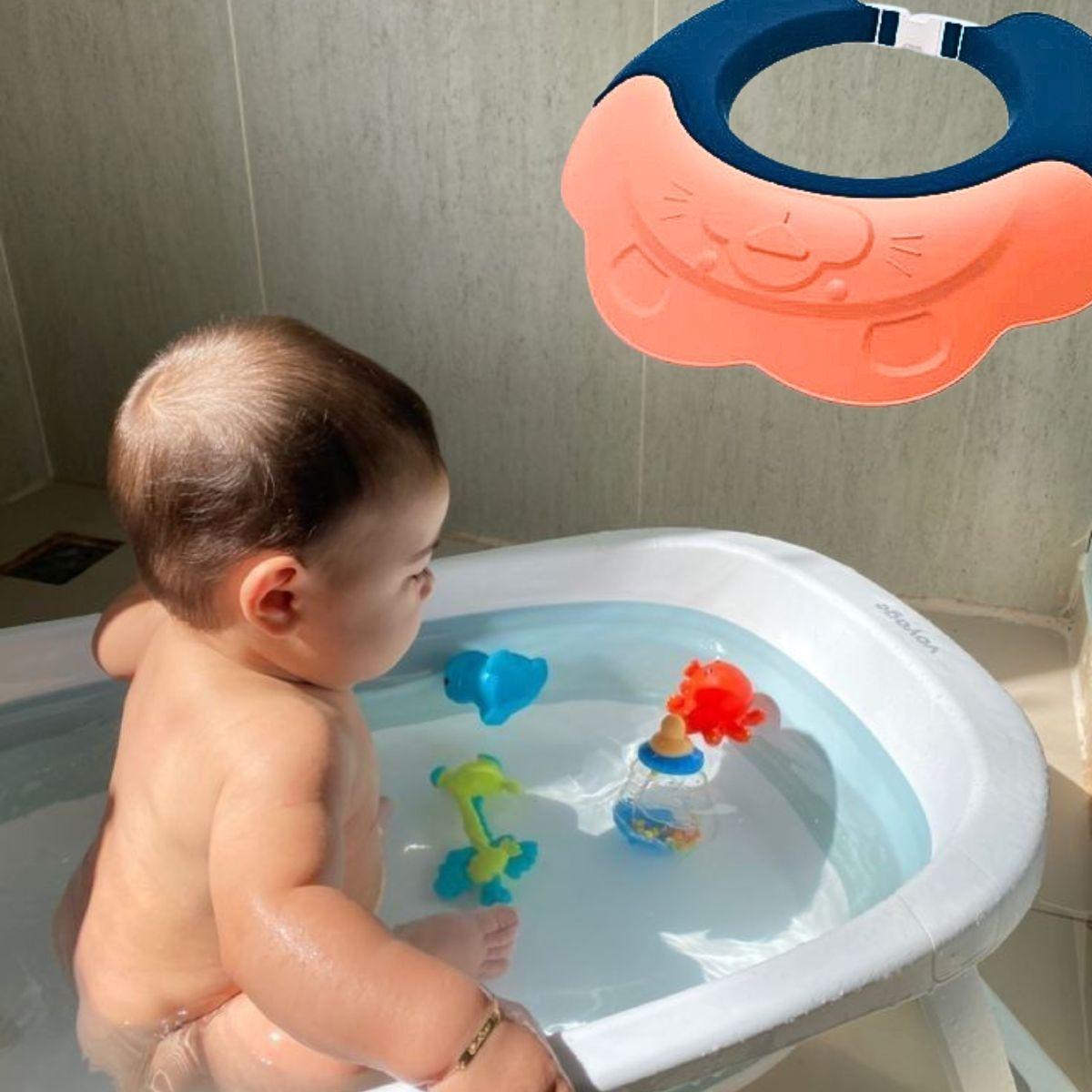 SET 4 GORRO VISERA DUCHA SILICONA AJUSTABLE BAÑO BEBE LAU - 6