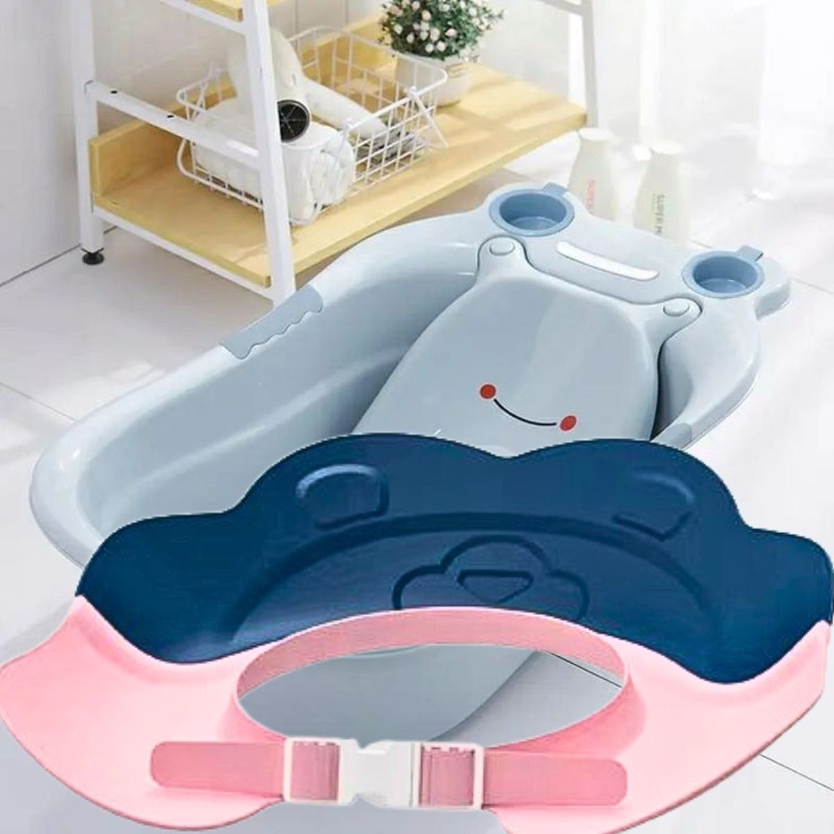 SET 4 GORRO VISERA DUCHA SILICONA AJUSTABLE BAÑO BEBE LAU - 8