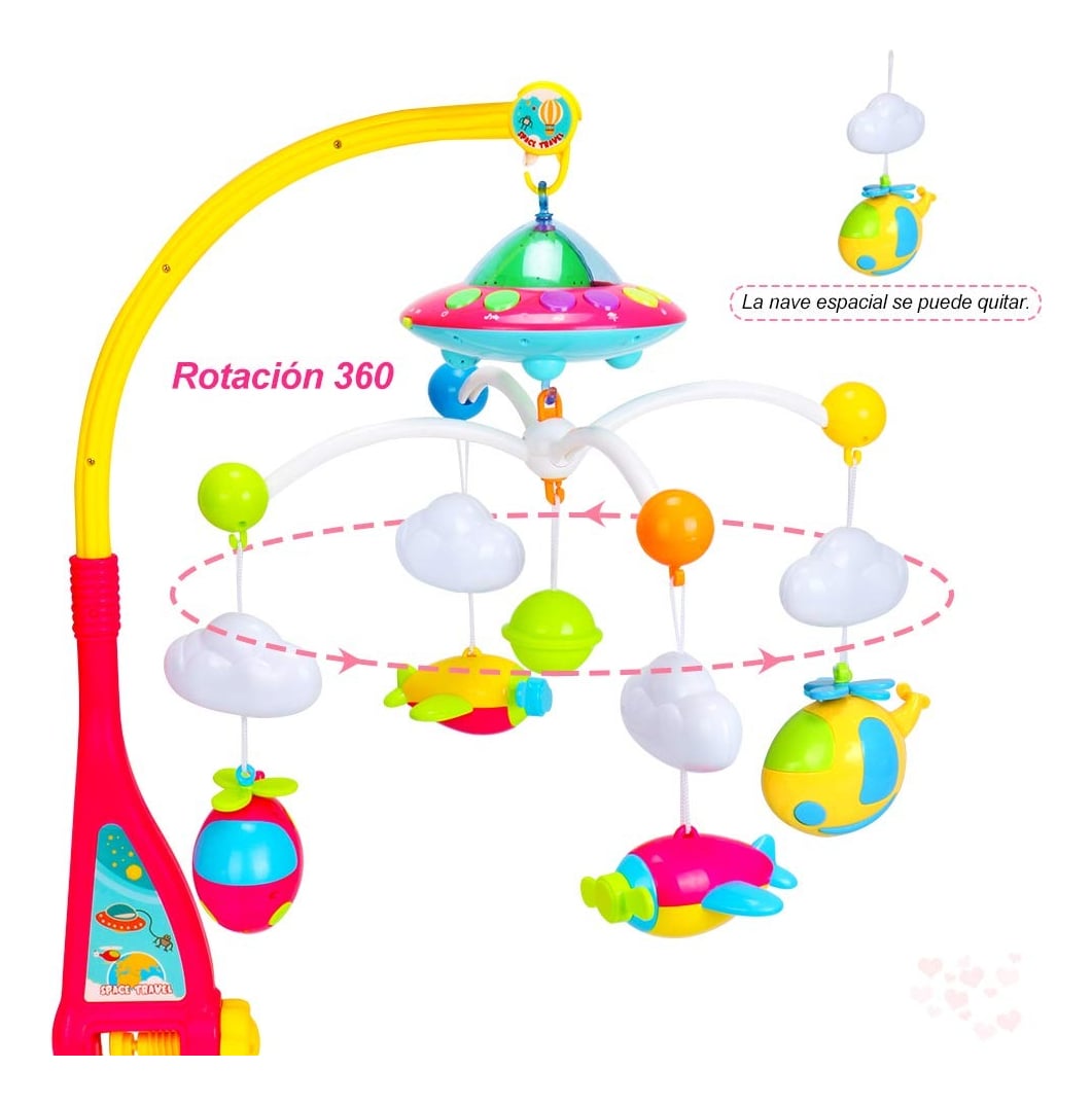 MOVIL MUSICAL PROYECTOR HELICÓPTERO CUNA ESTIMULA BEBE LAU - 4
