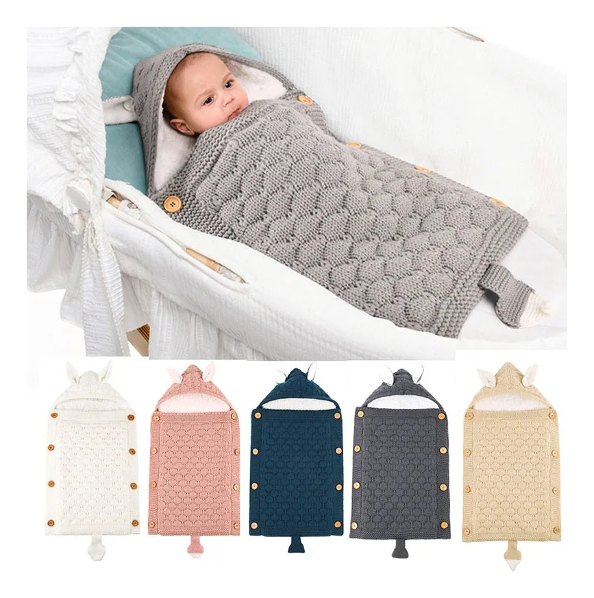 SACO DORMIR INVIERNO CARRITO TEJIDO CAPUCHA BEBES NIÑOS LAU - 5