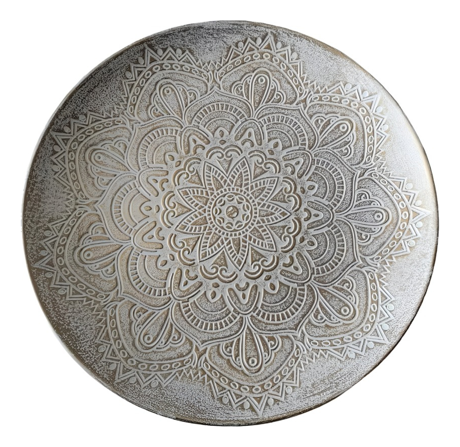 SET 3 MESAS CENTRO DECORATIVA MANDALA NÓRDICA REDONDA JHN - 3
