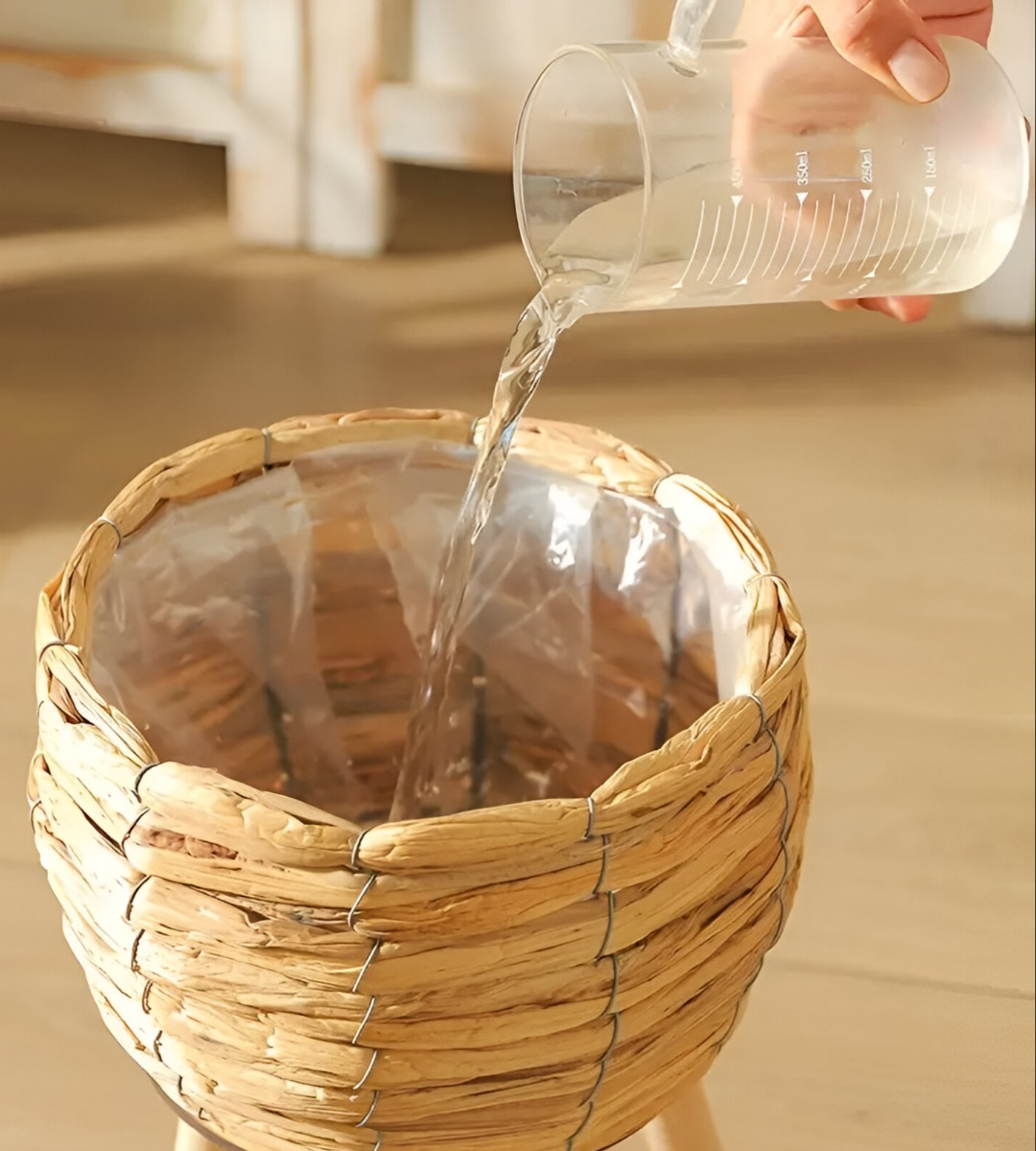 SET MACETAS DECORATIVAS TEJIDO PAJA PLANTAS FLORES JHN - 5