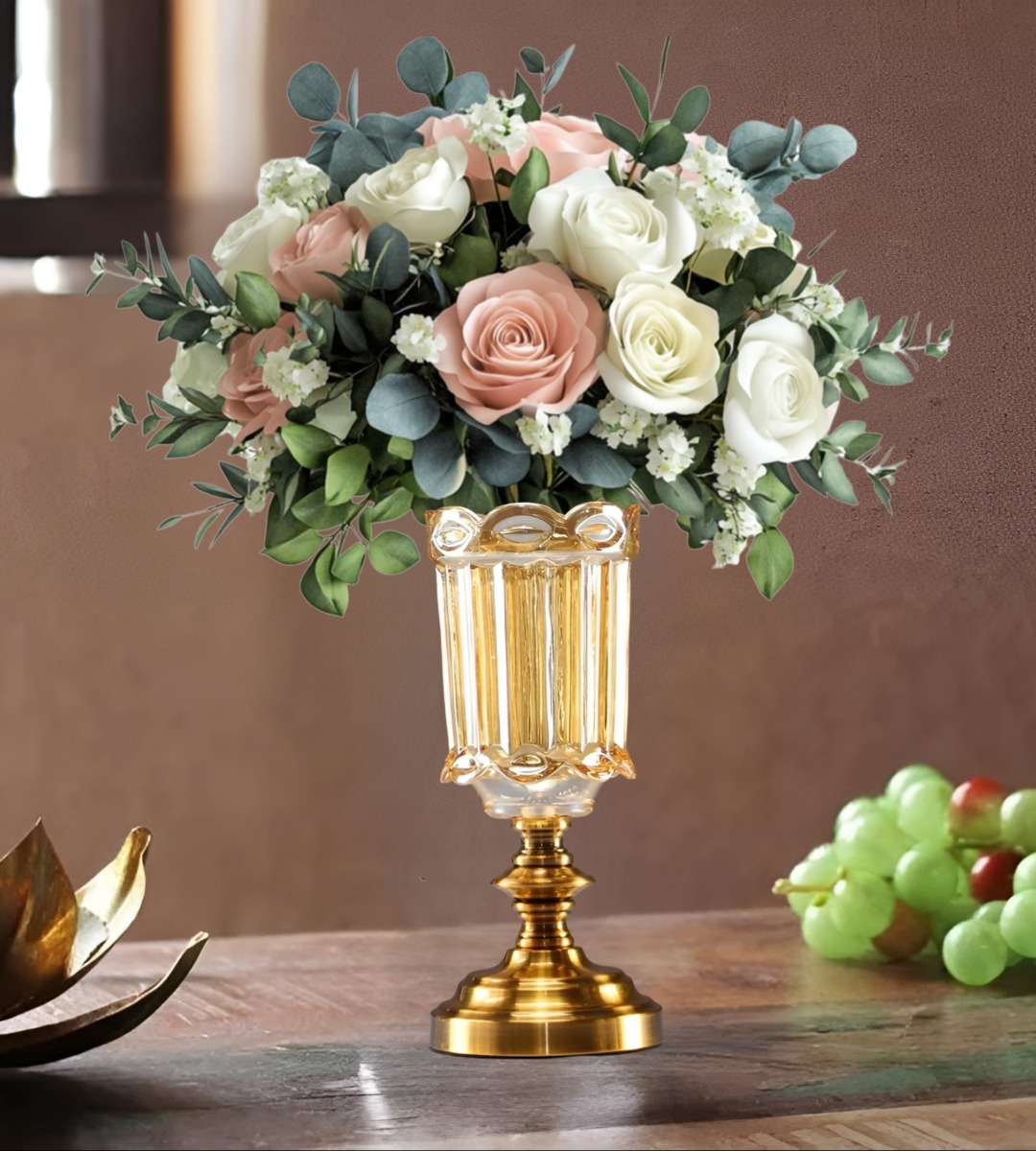 JARRÓN FLORERO CRISTAL BASE ADORNO DECORATIVOS 29 CM JHN - 5