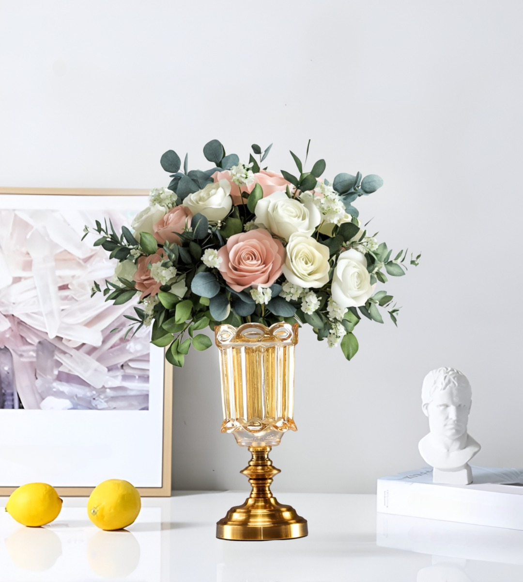JARRÓN FLORERO CRISTAL BASE ADORNO DECORATIVOS 29 CM JHN - 6