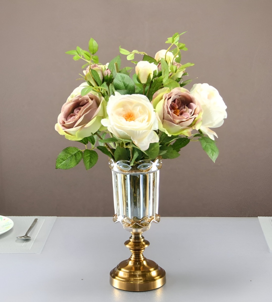 JARRÓN FLORERO CRISTAL BASE ADORNO DECORATIVOS 29 CM JHN - 10