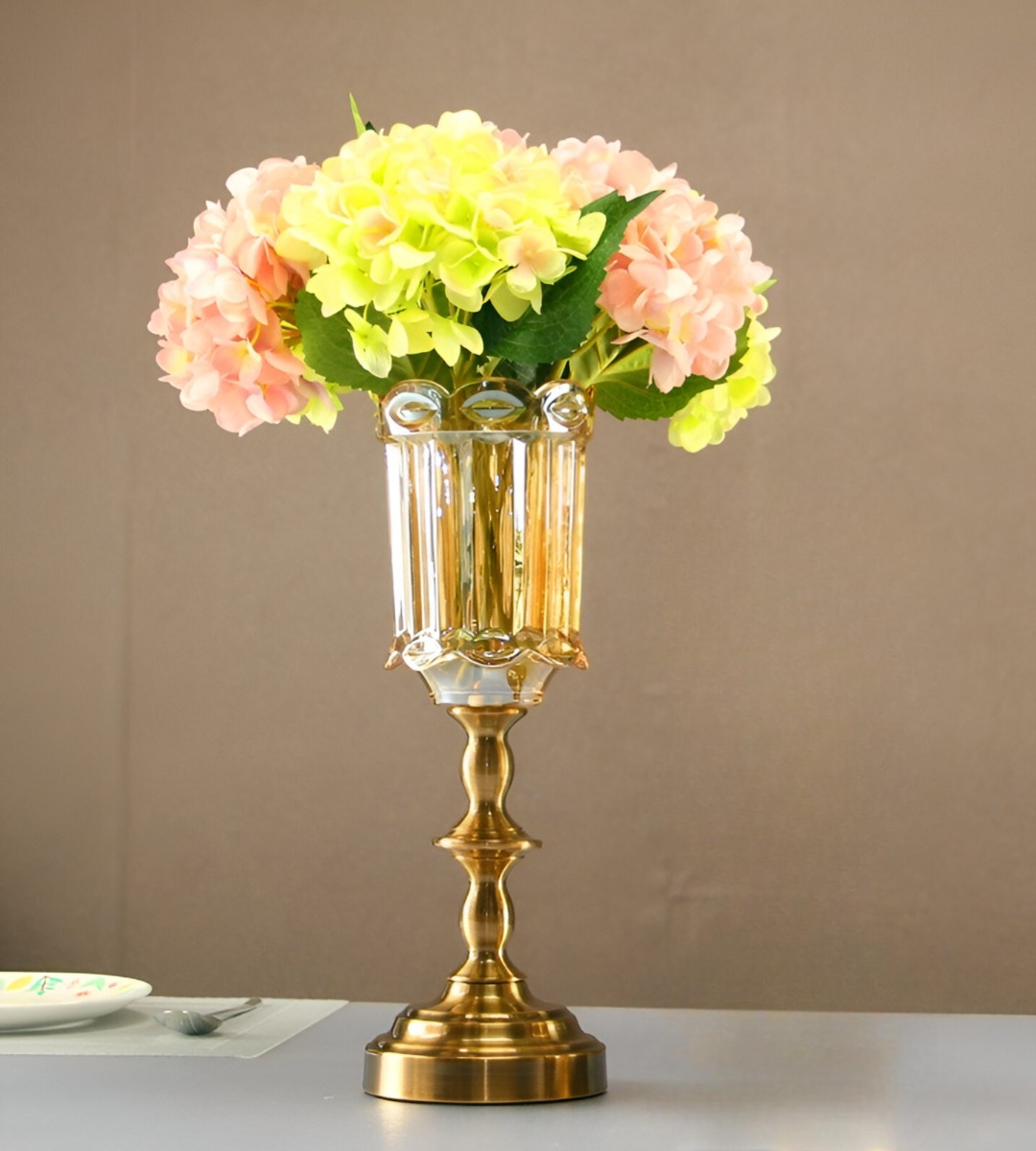 JARRÓN CRISTAL FLORERO BASE ADORNO DECORATIVOS 36 CM JHN - 4