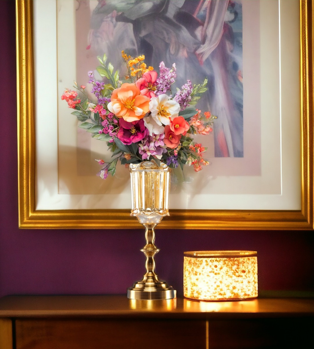 JARRÓN CRISTAL FLORERO BASE ADORNO DECORATIVOS 36 CM JHN - 10