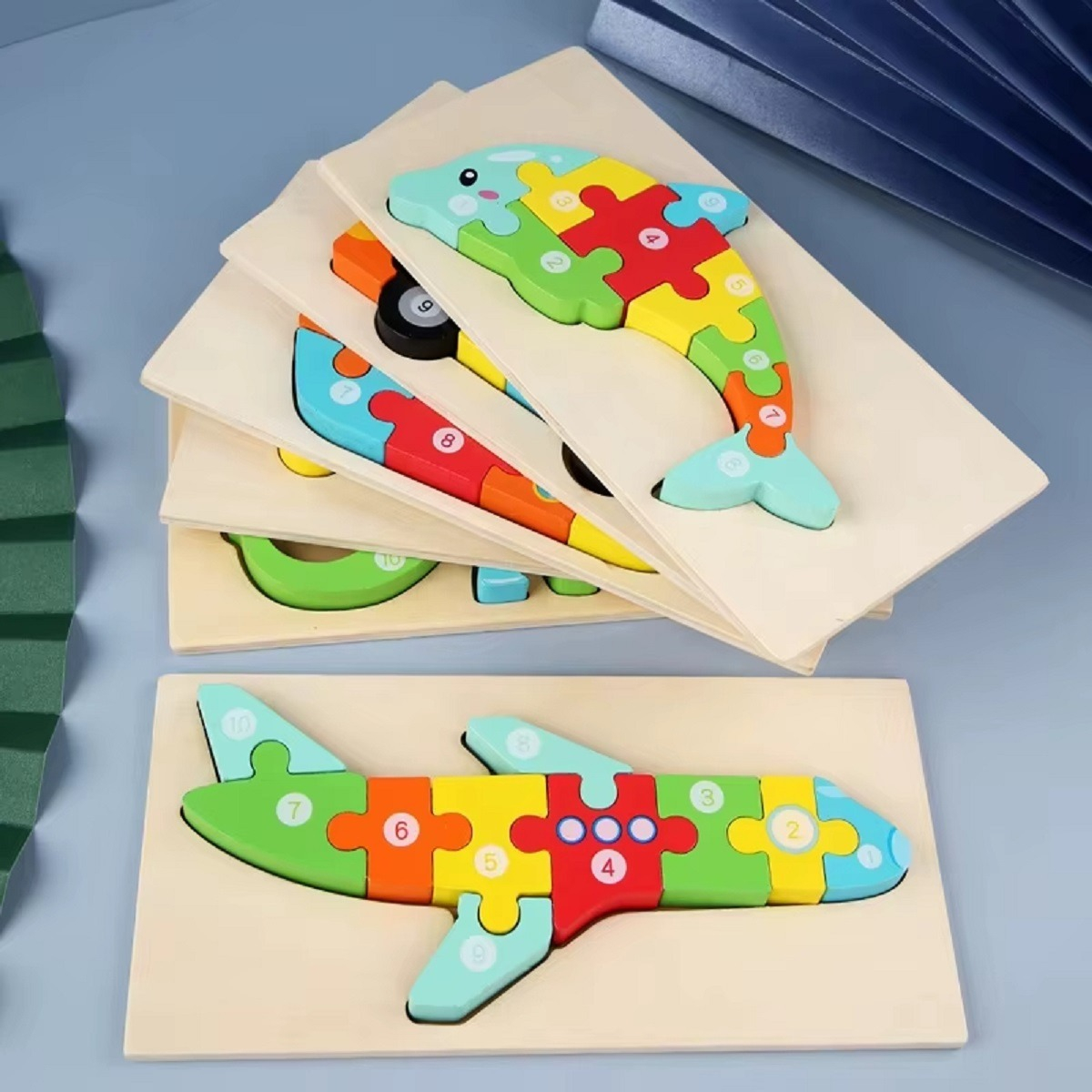 SET 5 PUZZLES ROMPECABEZAS 3D MADERA ANIMALES NIÑOS LAU - 6