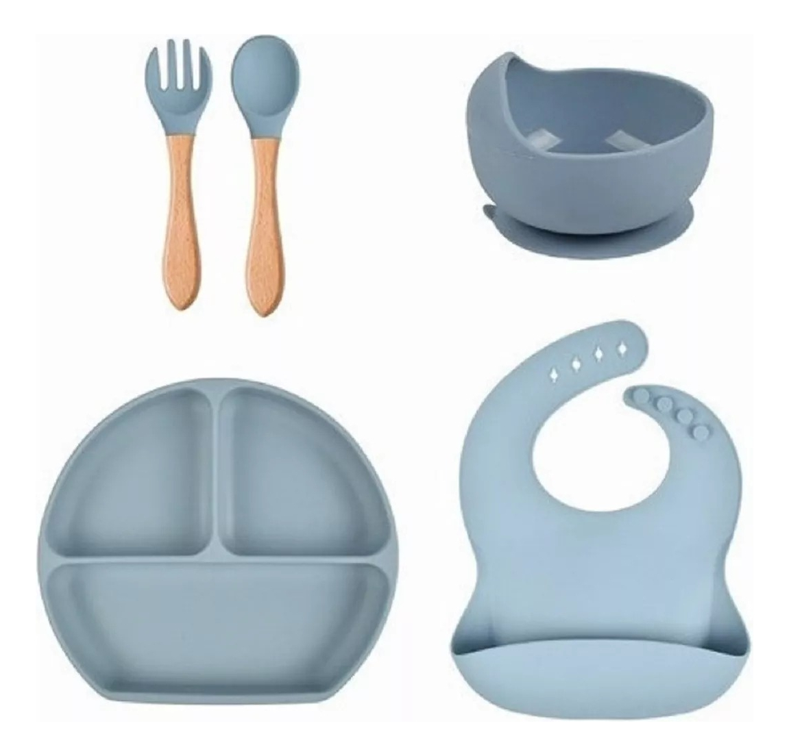 SET PLATOS VAJILLA SILICONA ALIMENTACION BEBE LAU - 1