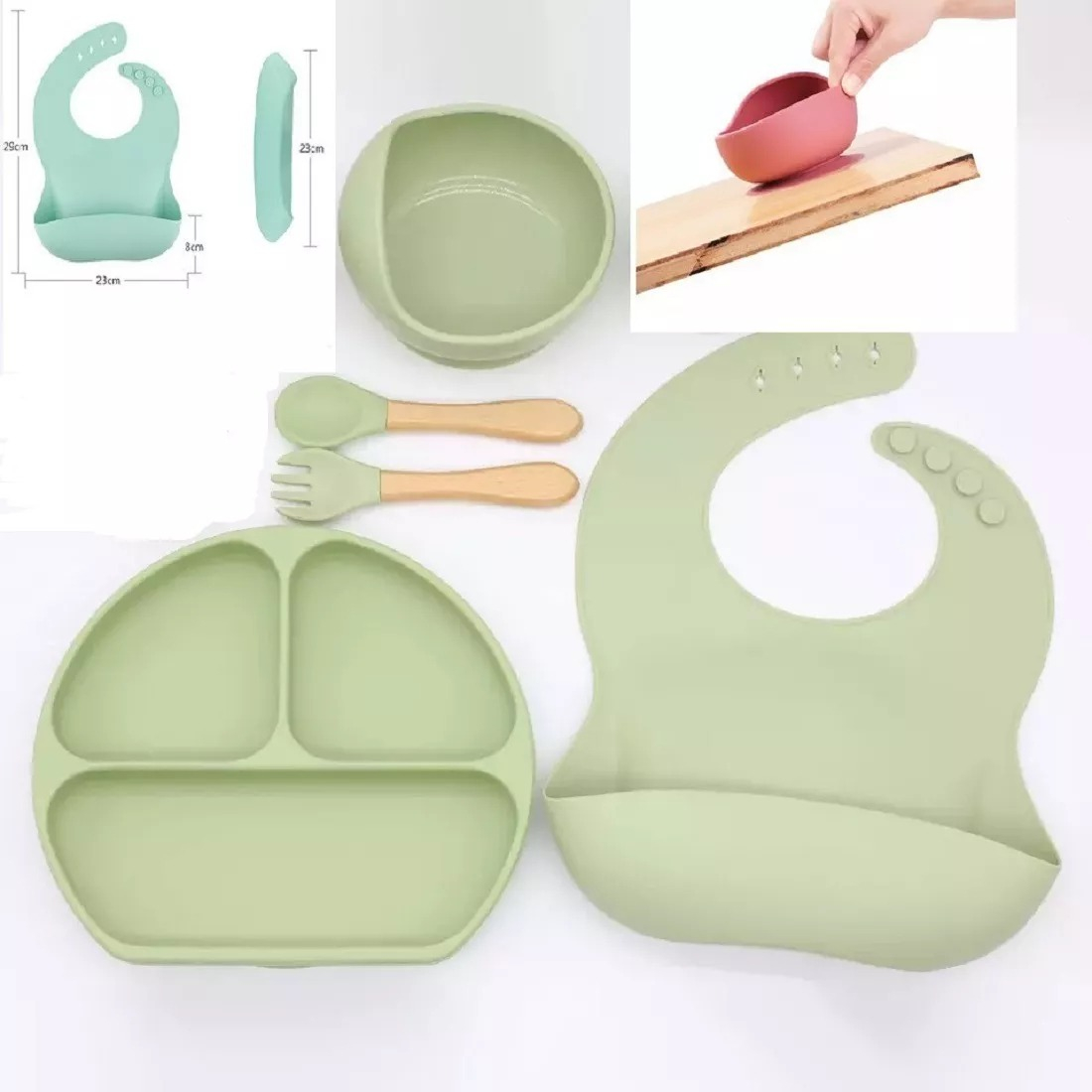 SET PLATOS VAJILLA SILICONA ALIMENTACION BEBE LAU - 2