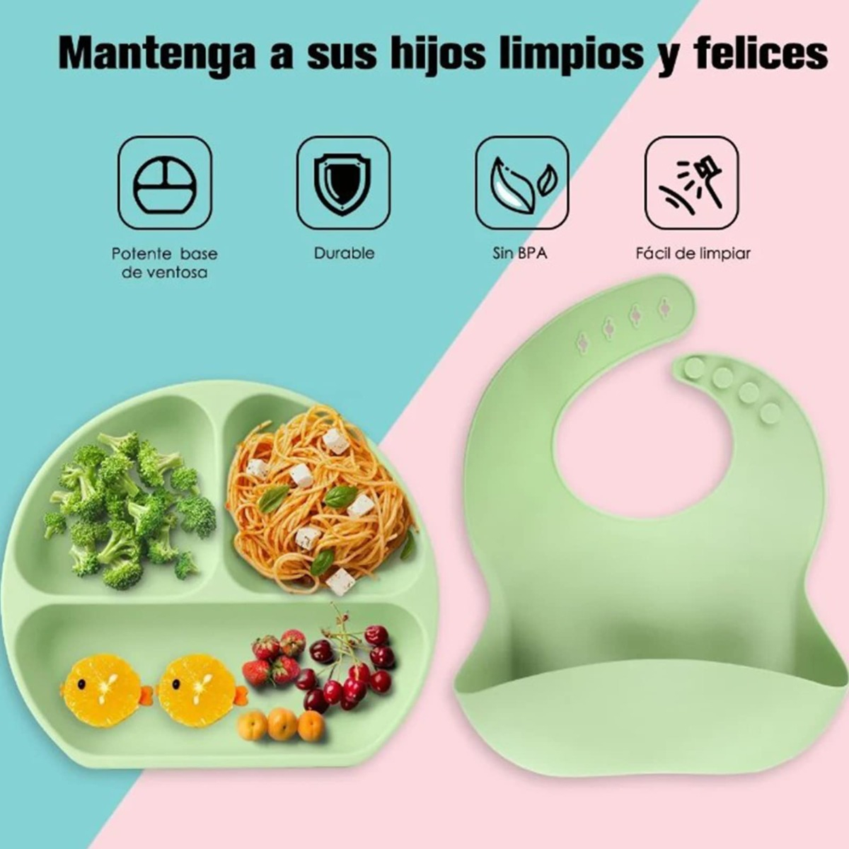SET PLATOS VAJILLA SILICONA ALIMENTACION BEBE LAU - 5