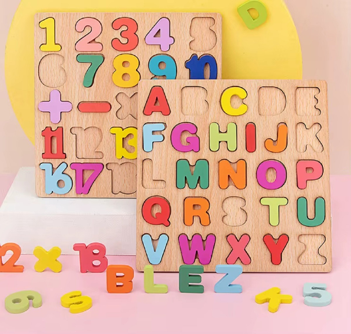 SET 3 ROMPECABEZAS MADERA NUMERO LETRAS EDUCATIVO NIÑOS LAU - 9