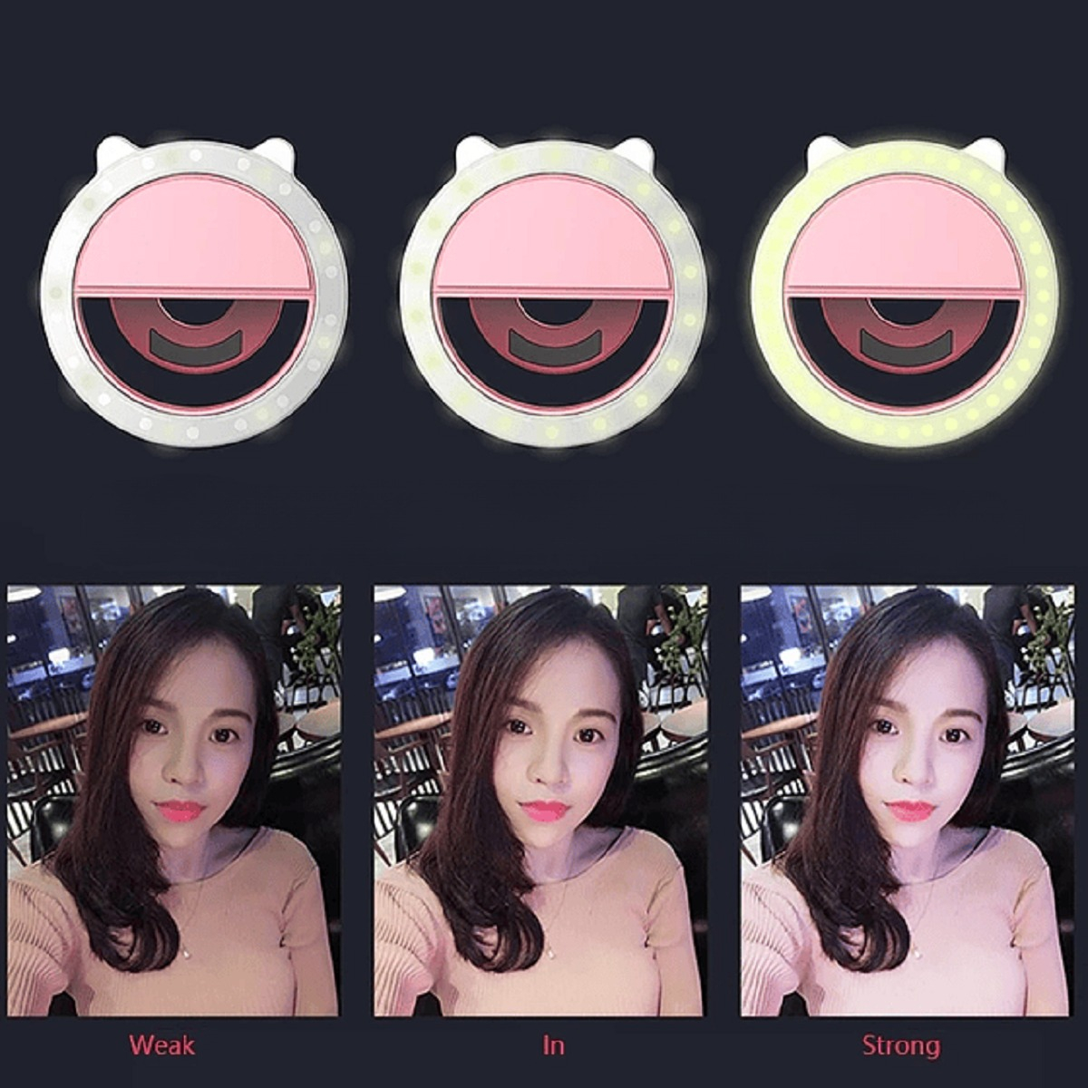 SET 4 MINI FLASH ARO LED SELFIES PORTÁTIL RECARGABLE LAU - 7