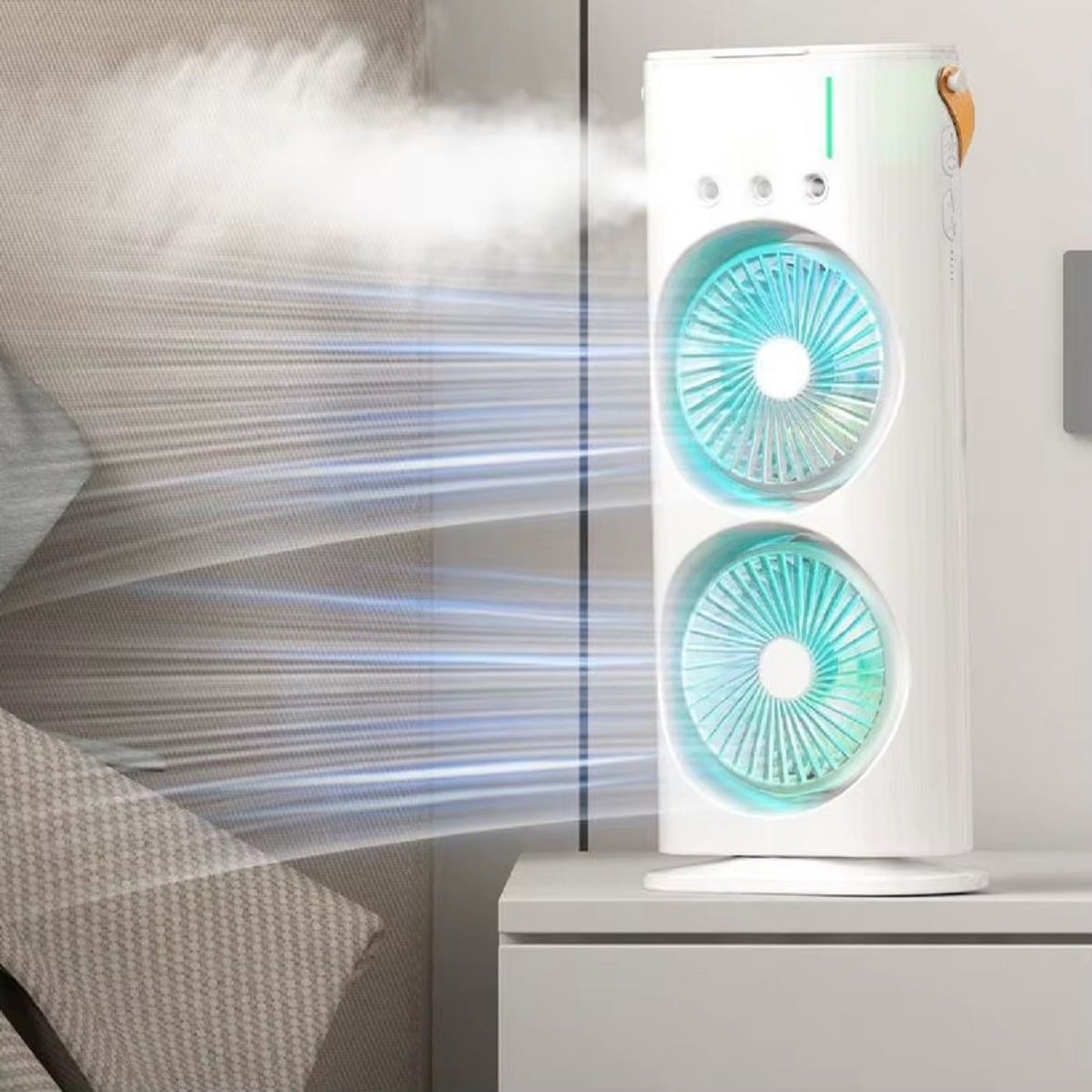 VENTILADOR PORTÁTIL ESCRITORIO DOBLE 12'' PRÁCTICO HOGAR LAU - 5