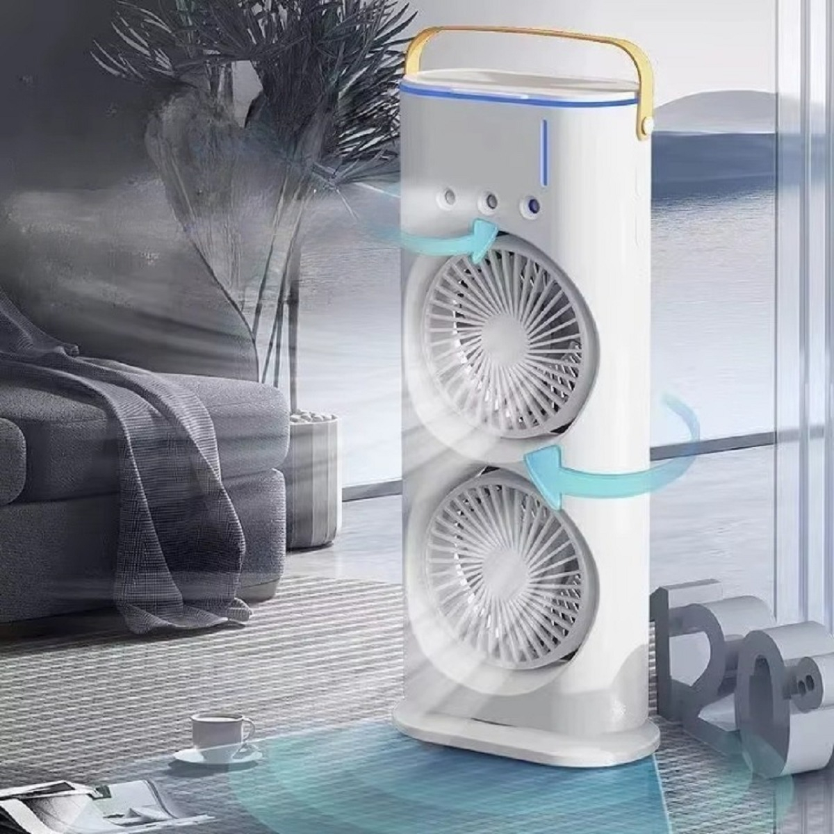 VENTILADOR PORTÁTIL ESCRITORIO DOBLE 12'' PRÁCTICO HOGAR LAU - 8