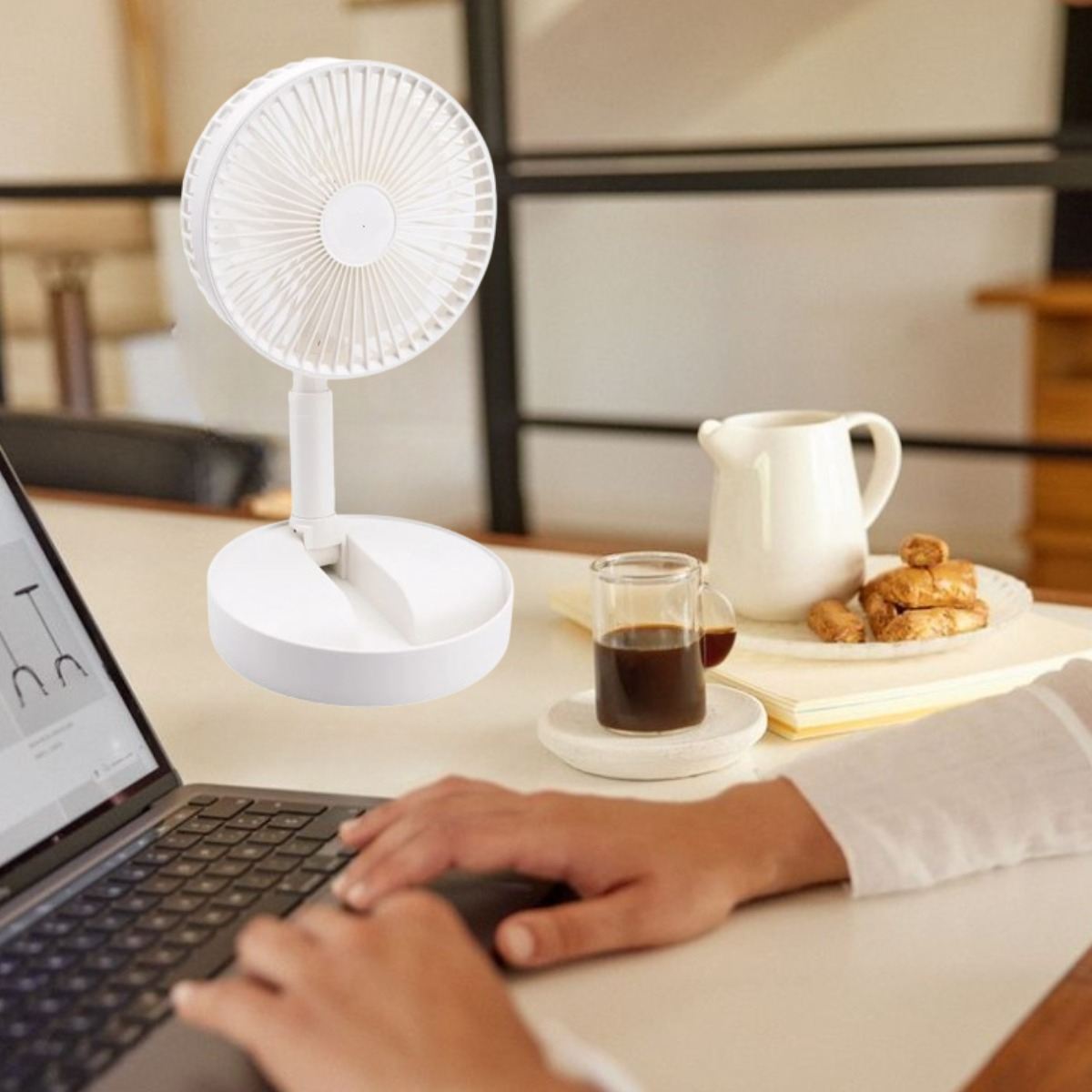 VENTILADOR PORTATIL ESCRITORIO AJUSTABLE RECARGABLE USB LAU - 4