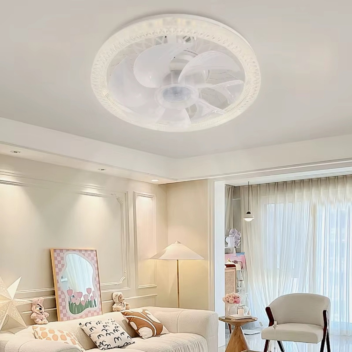 VENTILADOR TECHO LUZ LED DISEÑO MINIMALISTA HOGAR LAU - 5