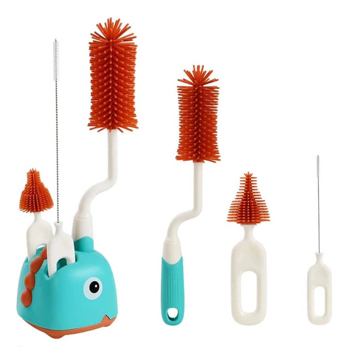 SET 2 CEPILLOS LIMPIEZA MAMADERA 4EN1 SOPORTE BEBE LAU - 1