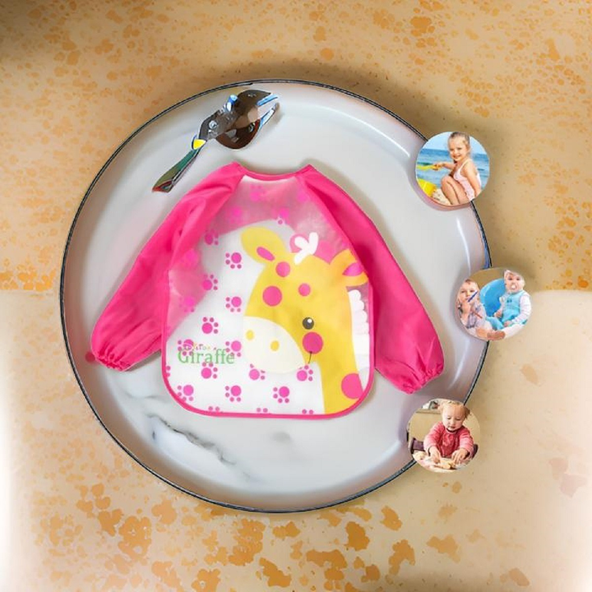 SET 5 BABERO IMPERMEABLE MANGA LARGA PINTURA COCINA NIÑO LAU - 10