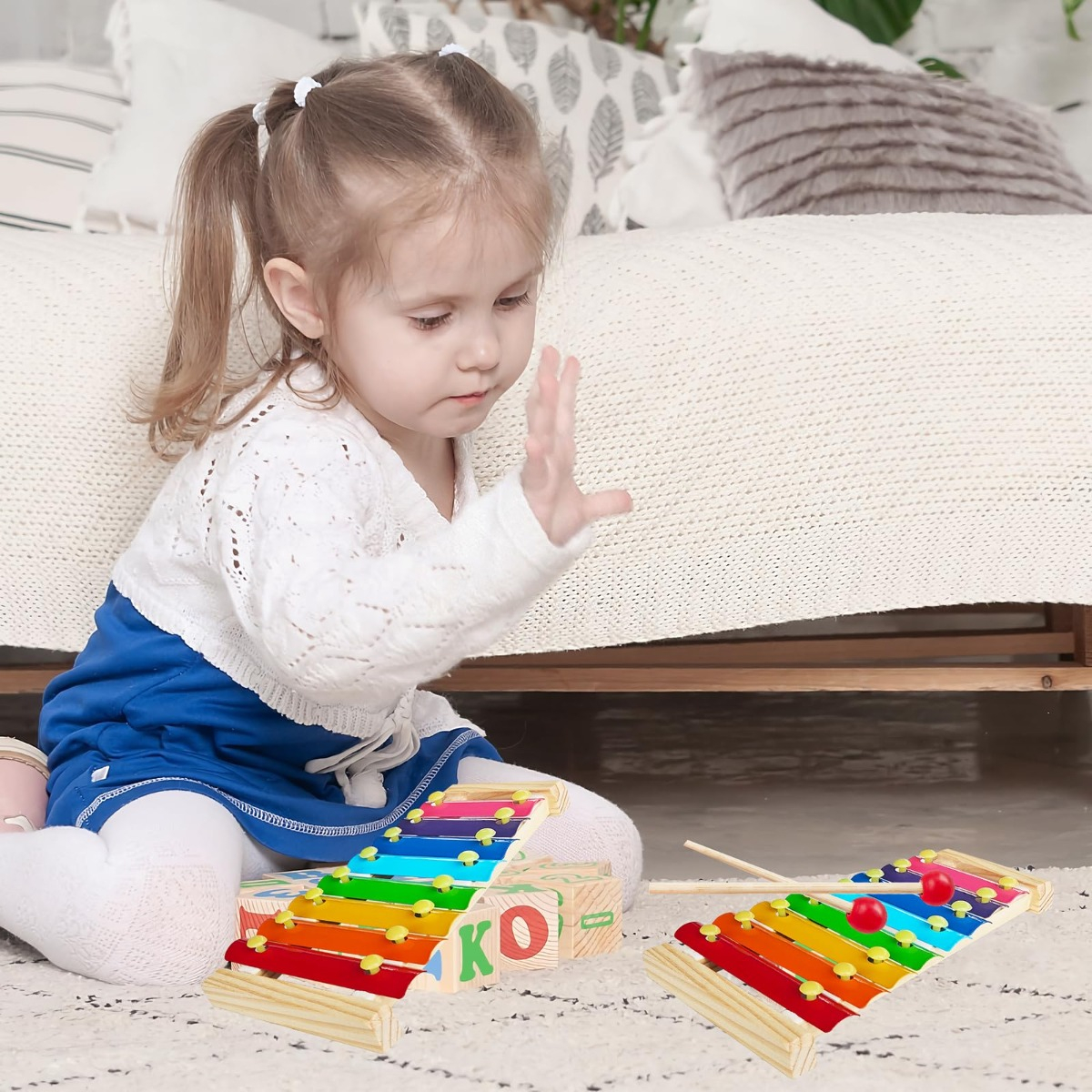 SET 3 JUGUETES DIDACTICO XILOFONO MULTICOLOR MADERA NIÑO LAU - 8