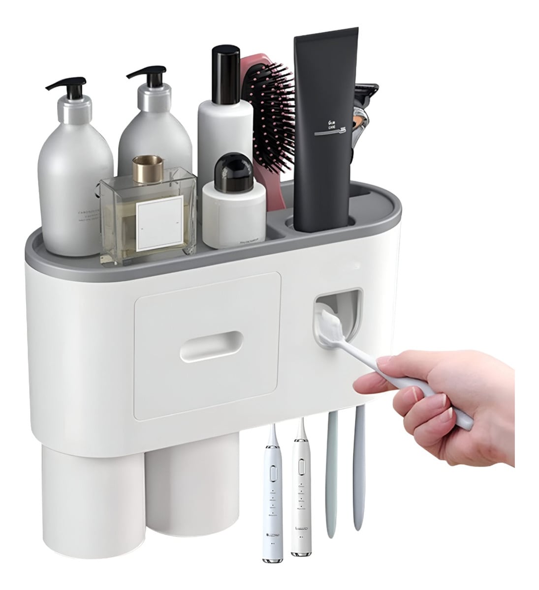 SOPORTE CEPILLOS DIENTES DISPENSADOR PASTA ORGANIZADOR JHN - 3