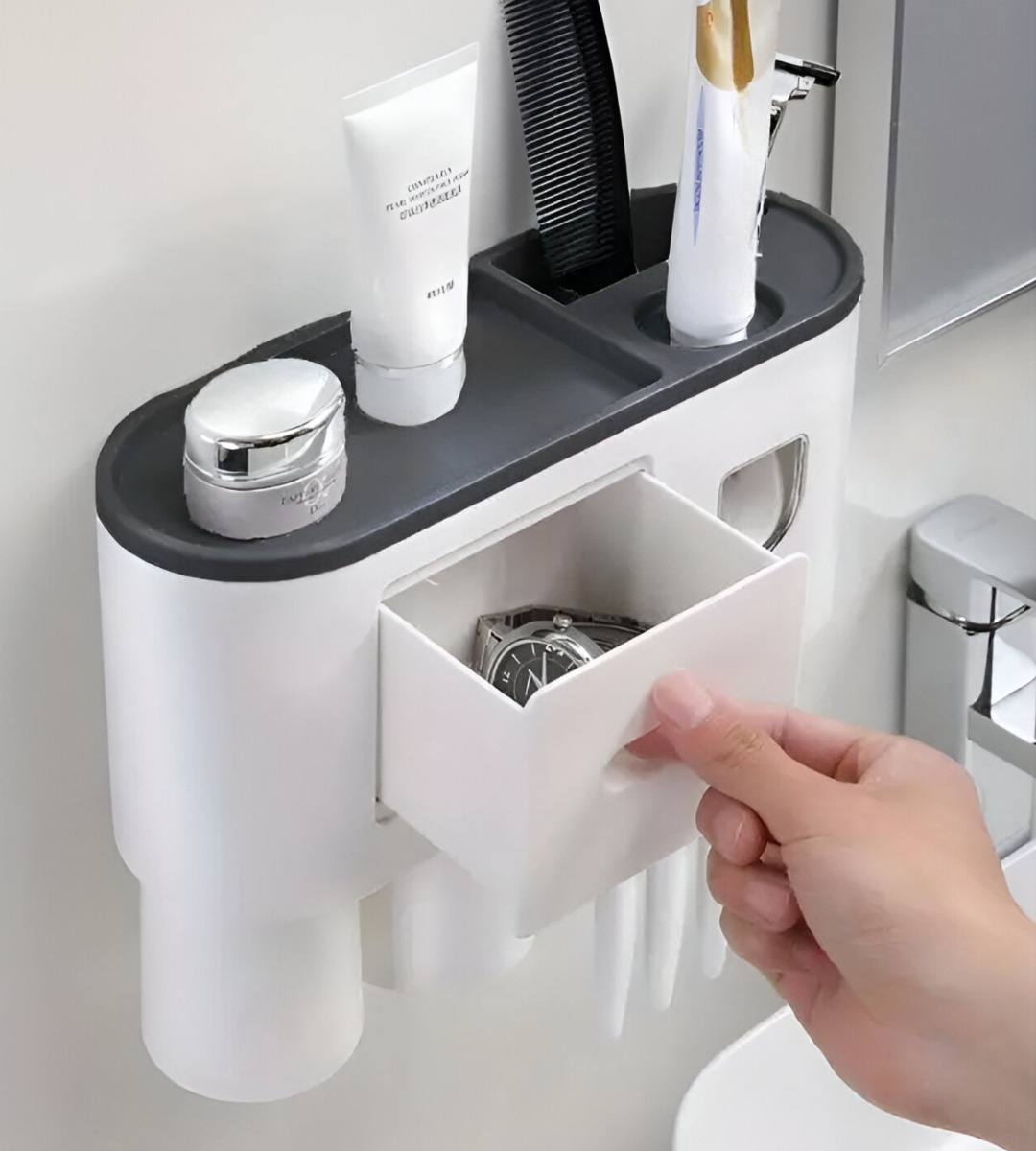 SOPORTE CEPILLOS DIENTES DISPENSADOR PASTA ORGANIZADOR JHN - 7