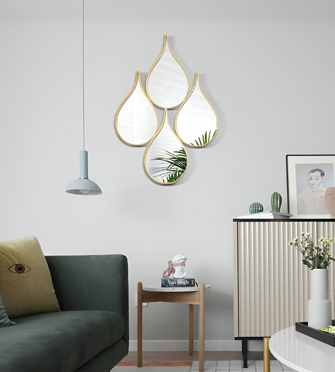 ESPEJO DECORATIVO ENMARCADO ESTILO EUROPEO FORMA GOTAS JHN - 10