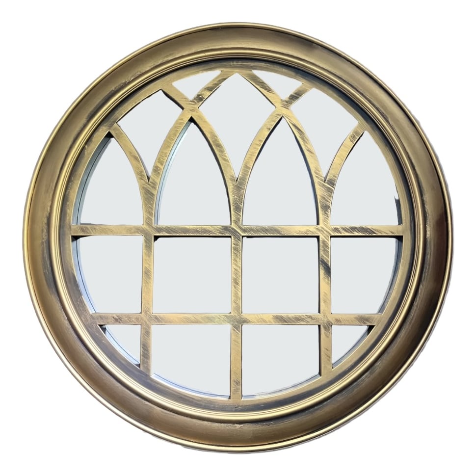 ESPEJO DECORATIVO DORADO CIRCULAR VENTANA ELEGANTE JHN - 1