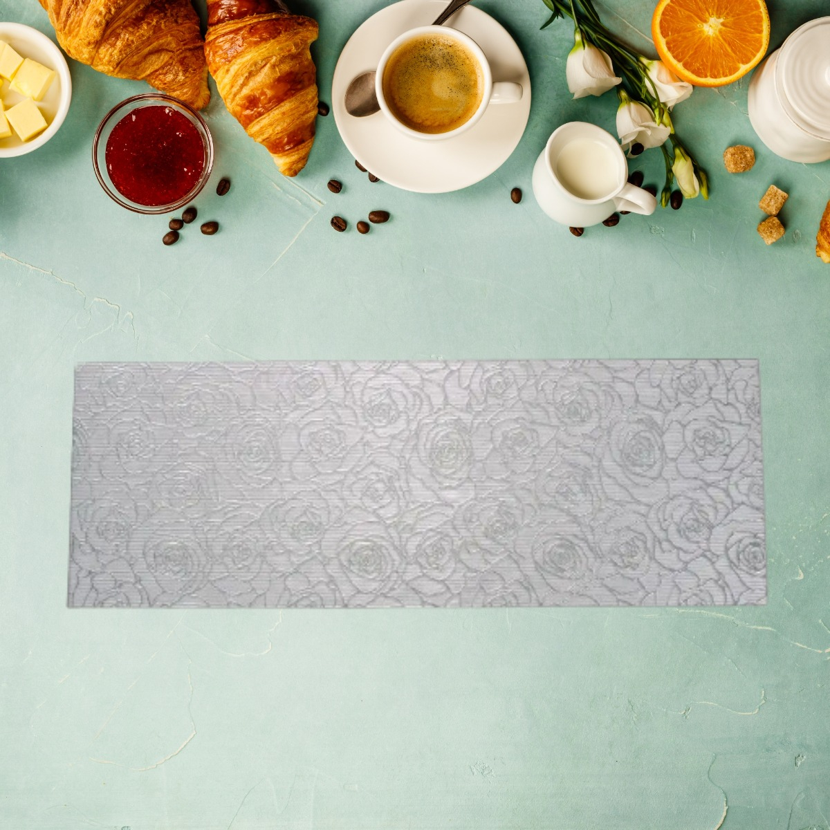SET 3 MANTEL DECORATIVO ELEGANTE DISEÑO FLORAL RELIEVE LAU - 7