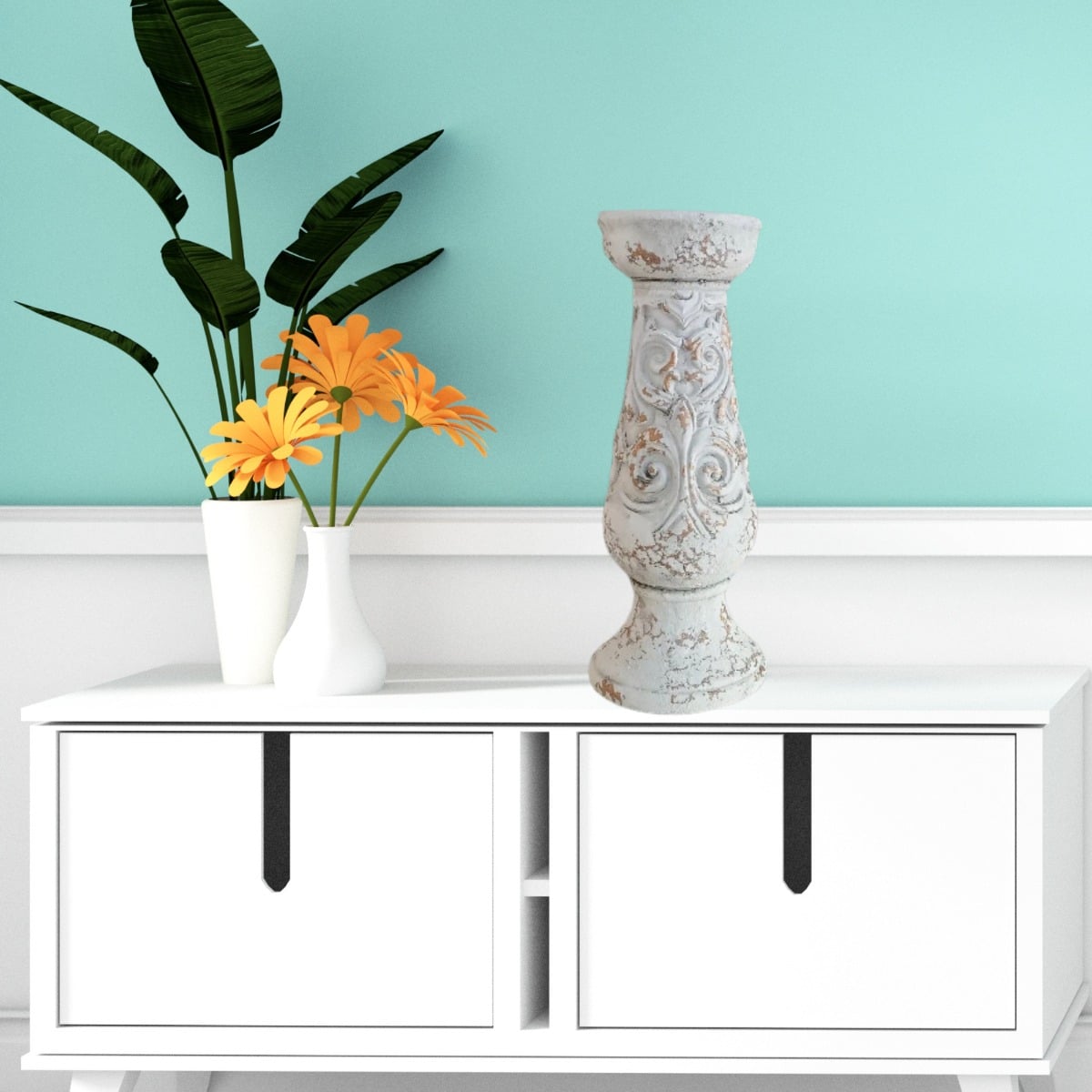 COLUMNA PEDESTAL DECORATIVO CERAMICA VINTAGE HOGAR GRD LAU - 3
