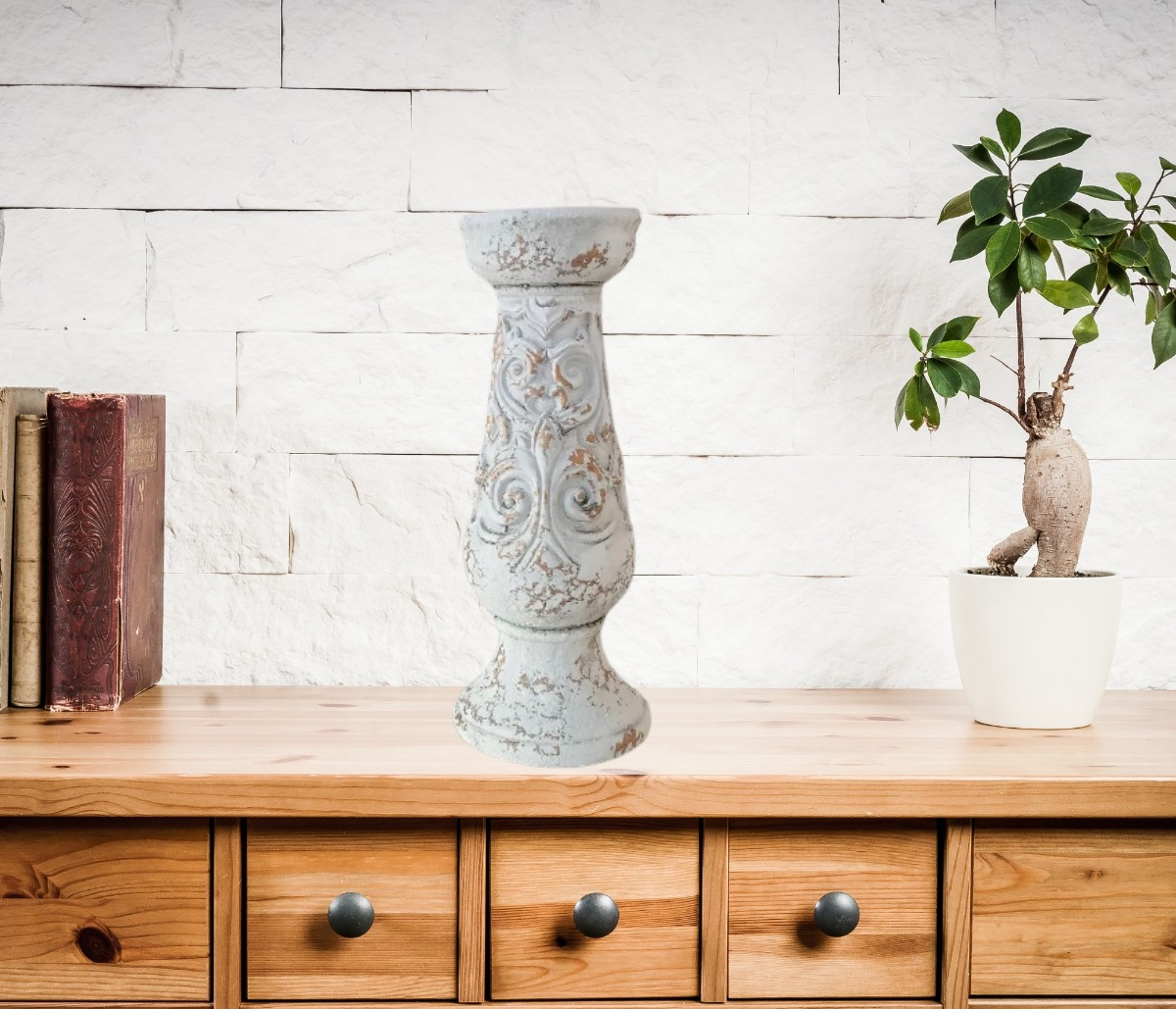 COLUMNA PEDESTAL DECORATIVO CERAMICA VINTAGE HOGAR GRD LAU - 6