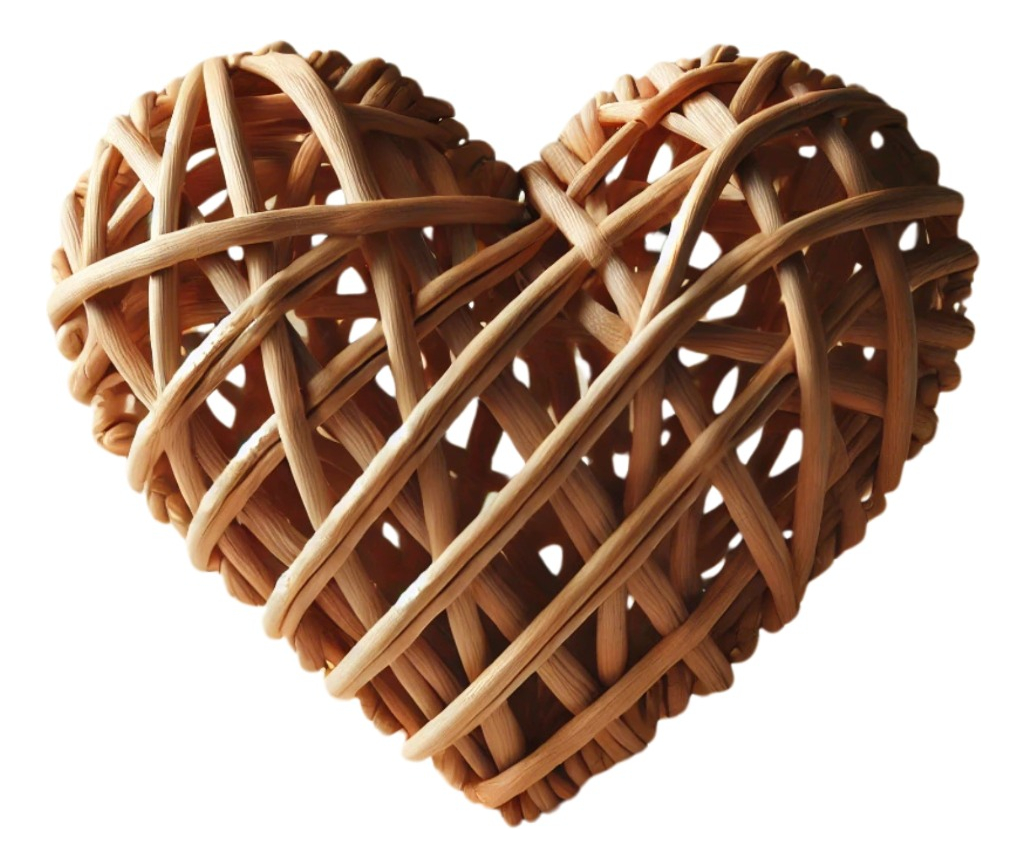 SET 3 ADORNOS CORAZON MIMBRE DECORATIVO 25 CM HOGAR LAU - 1